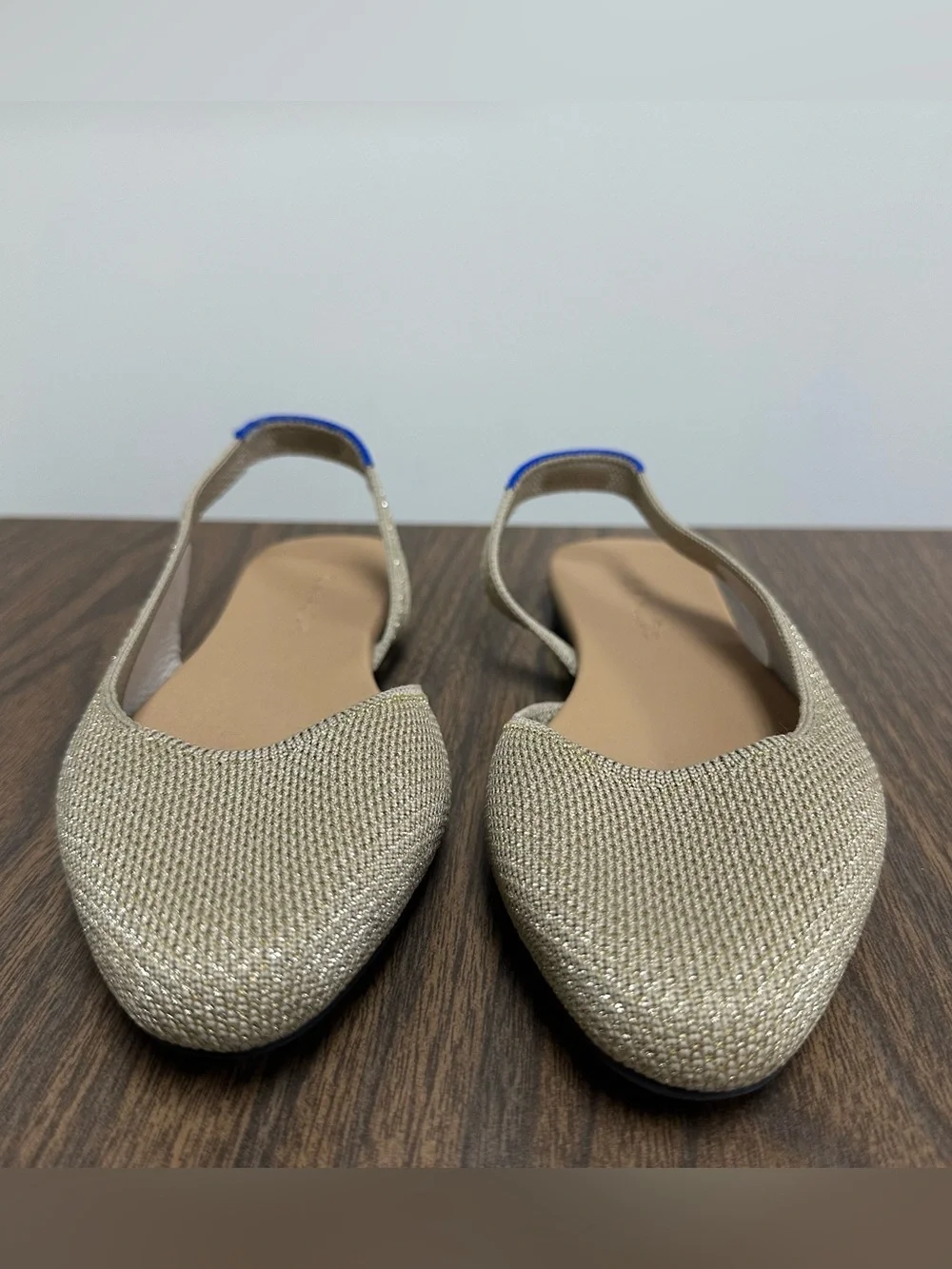 ROTHY'S The Almond Slingback Metallic Prosecco Beige Flats Women's Size 6.5 - Picture 5 of 15